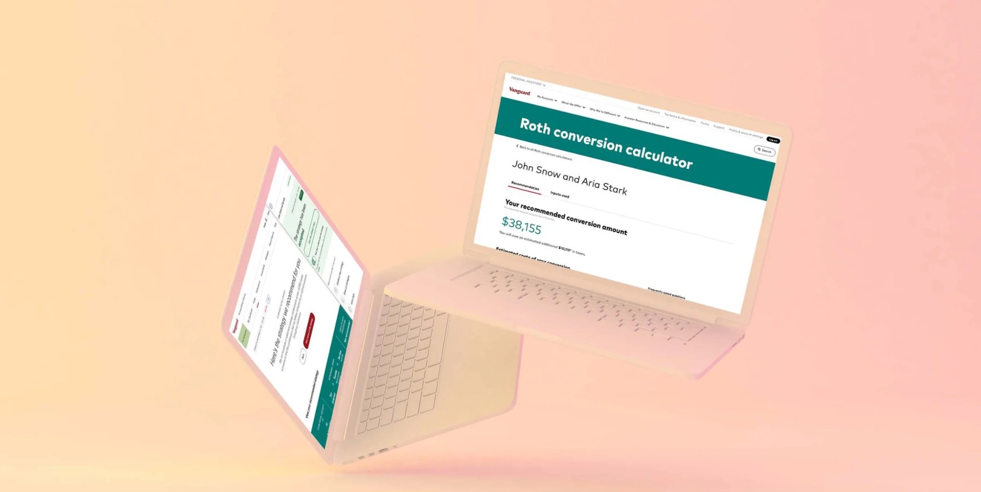 Roth conversion calculator — laptop mockup