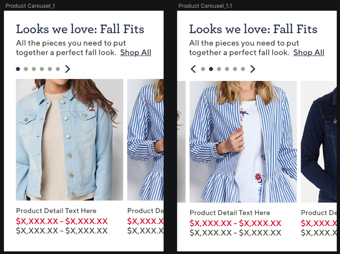 Carousel 1 vs 1.1 — pagination dot variants
