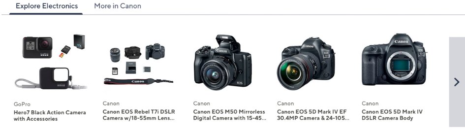 Explore Electronics — tab-based recommendation