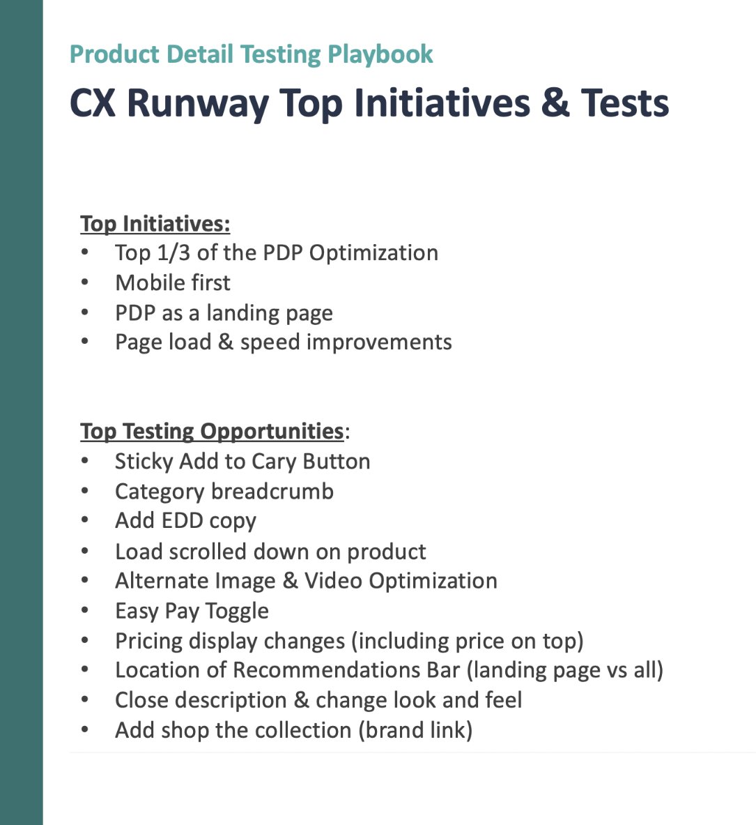 PDP Testing Playbook