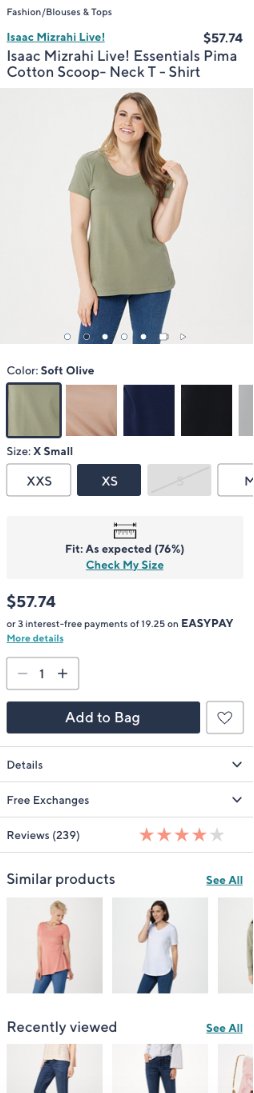 Mobile PDP flat apparel