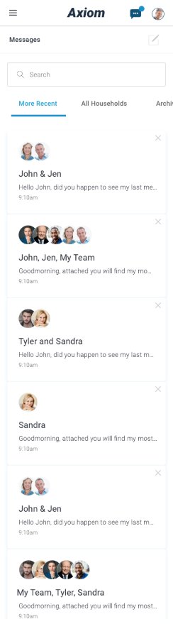Messages list — flat mobile view