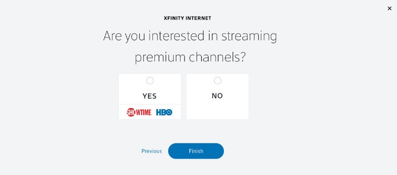 Step 4 — Premium channels Yes/No